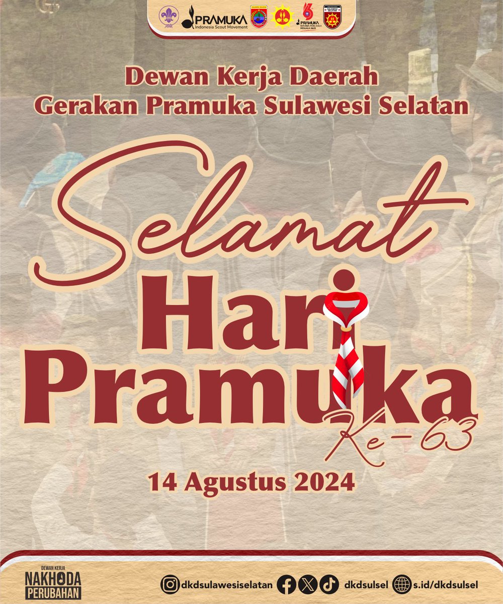 Pramuka Berjiwa Pancasila Menjaga NKR!!

Di momen yang luar biasa ini, kami Dewab Kerja Daerah Gerakan Pramuka Sulawesi Selatan mengucapkan Selamat Hari Pramuka Ke-63.

#dkdsulsel2428 #haripramuka63