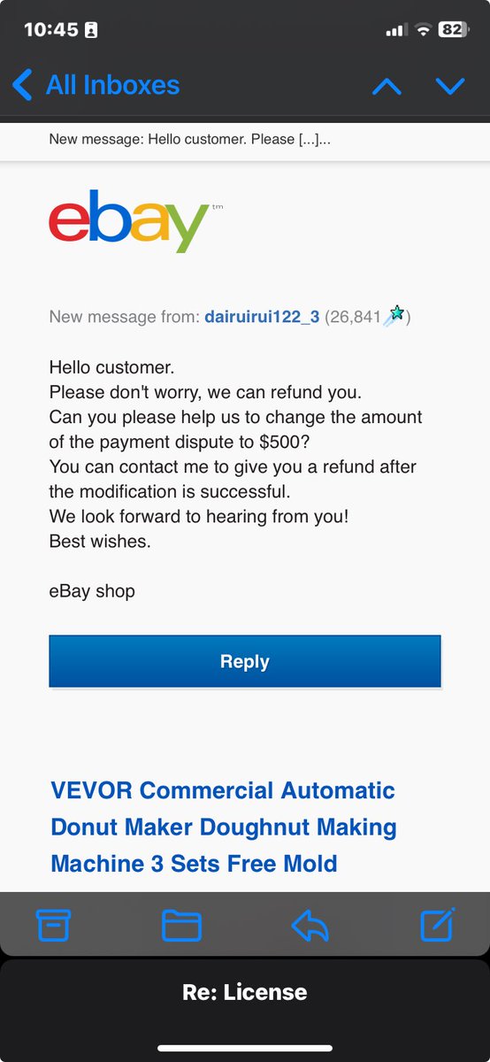 Hey ⁦<a href="/eBay/">eBay</a>⁩  this is how you allow your site to do business? I received a non functioning piece of commercial equipment and you are offering a partial refund? Please friends do not do business with these scammers.👇