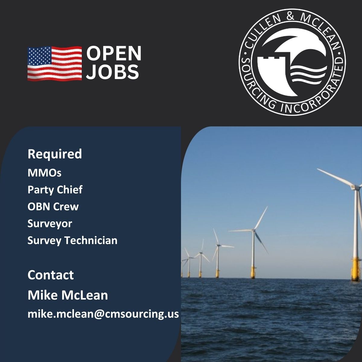 📣Calling offshore personnel!📣

With several opportunities still available we're keen to get people to places. If you're looking for an August start, we have the clients! Seeking US Passport/visa holders with experience as MMO’s, Party Chiefs, OBN Crew, Surveyors &amp; Survey Techs.