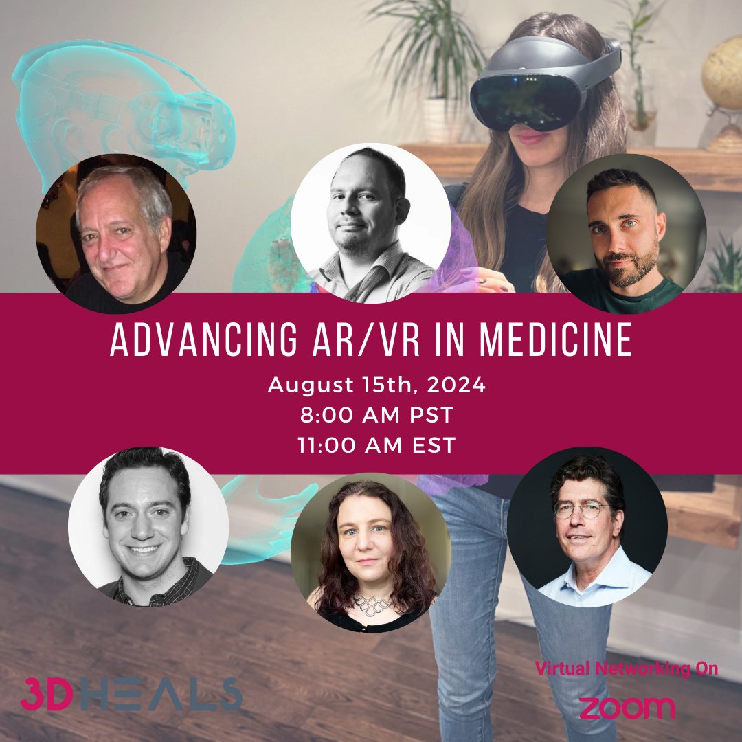 We are going live at 10am CST today to discuss advancing #AR/#VR in healthcare on the <a href="/3dheals/">3DHEALS</a> virtual event!

Free registration: 3dheals.com/advancing-ar-v…

#Medicine #Healthcare #AugmentedReality #VirtualReality #ExtendedReality #MixedReality #Behaviorialscience
