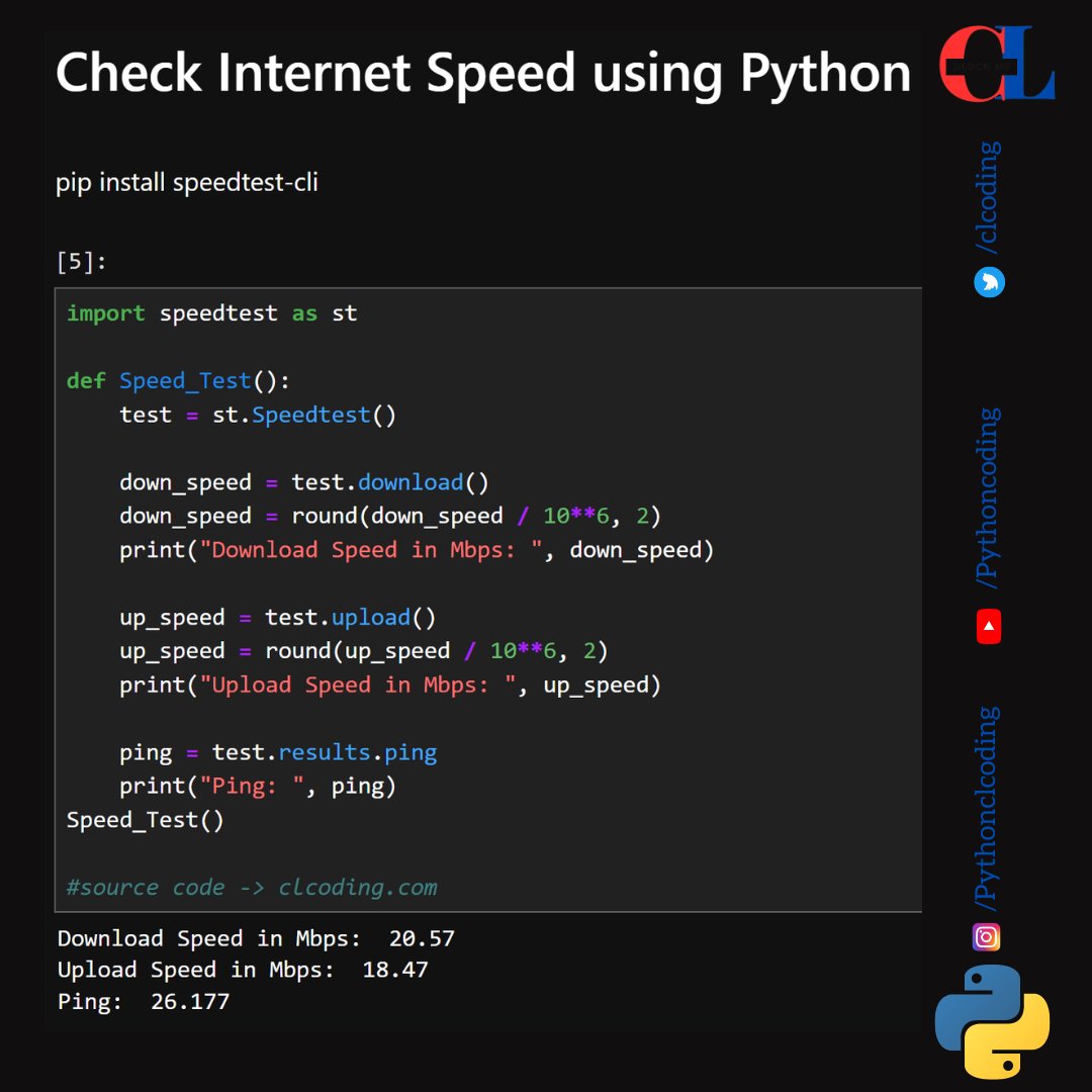 Check Internet Speed using Python