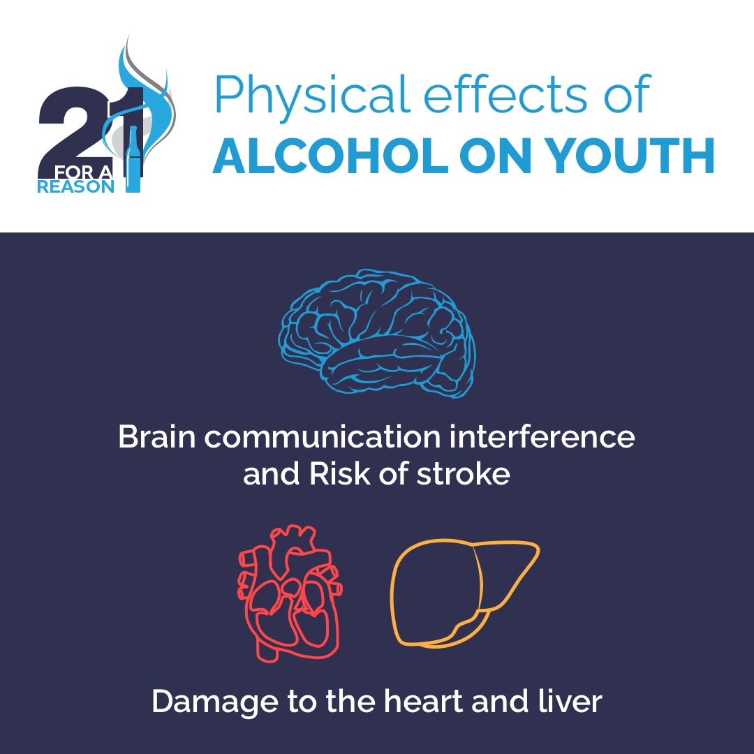 The physical effects of alcohol on youth are severe:

🧠 Interferes with the brain’s communication pathways

❤️ Damage to the heart

▶️ Heavy drinking also takes a toll on the liver

Learn why 21 is the legal minimum age for drinking alcohol at: seracct.org/21-for-a-reaso…