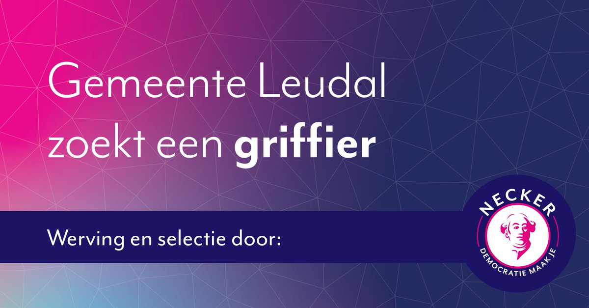 Gemeente Leudal zoekt een verbindende en deskundige griffier die inspireert in de verdere ontwikkeling van gemeenteraad. Een griffier die toegankelijk en zichtbaar is én een coachende rol kan innemen voor raadsleden. 
Interesse? Reageer via necker.nl/vacature-griff…