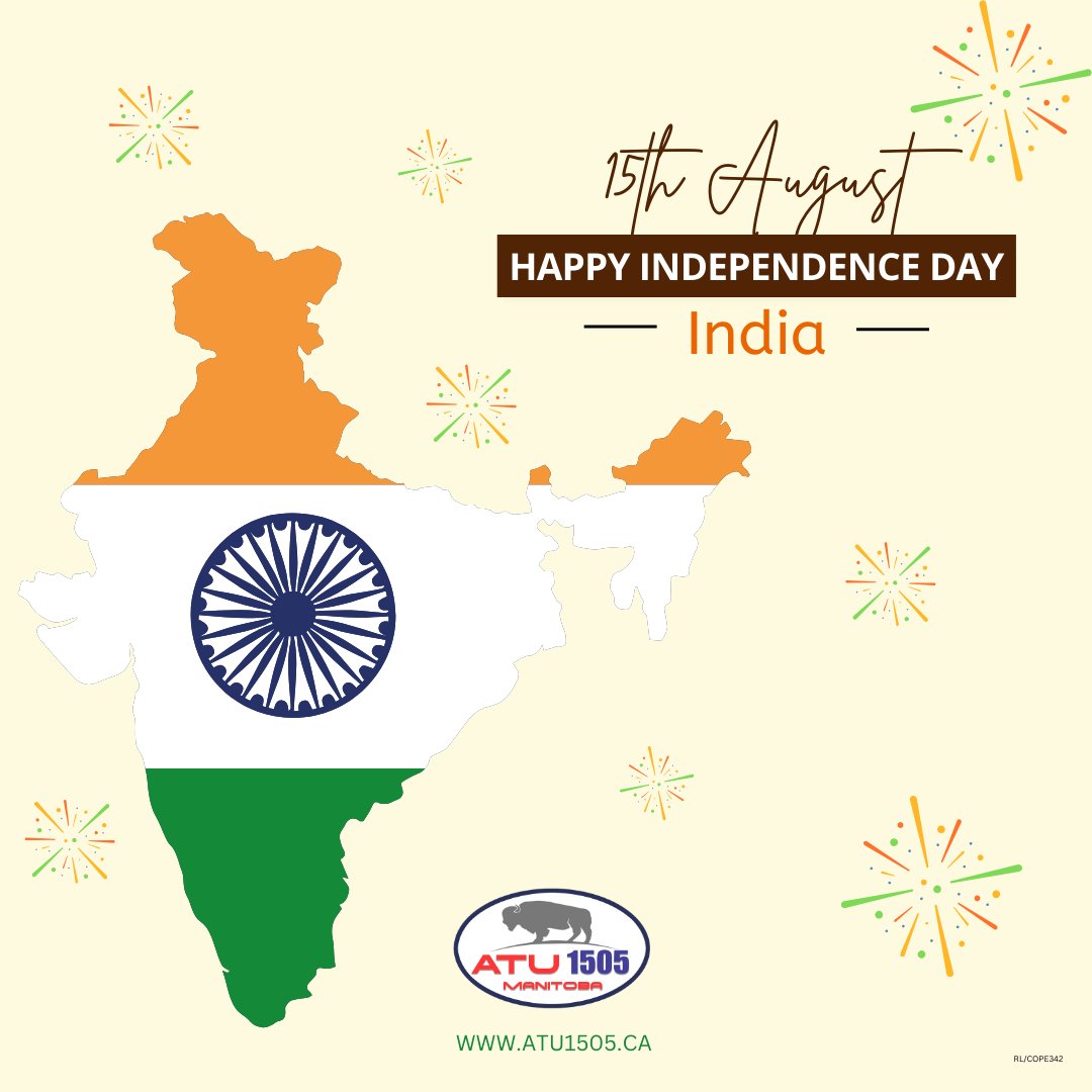 ATU1505's tweet photo. Happy Independence Day India #Winnipeg  #brandonmb #mantitoba #IndependenceDayIndia2024  #mbpoli https://t.co/X4cCo36zSK