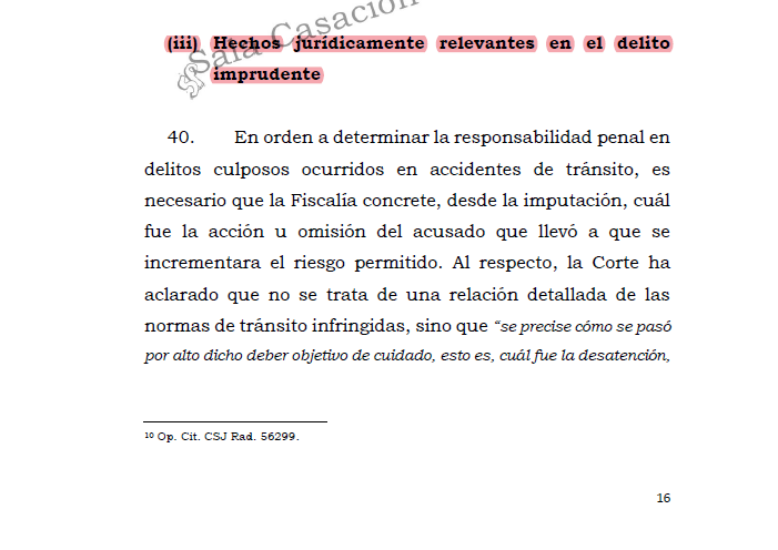 En los hechos jurídicamente relevantes en el delito imprudente, es necesario que la Fiscalía concrete, desde la imputación, cuál fue la acción u omisión del acusado que llevó a que se incrementara el riesgo permitido. drive.google.com/file/d/1gU9zp-…