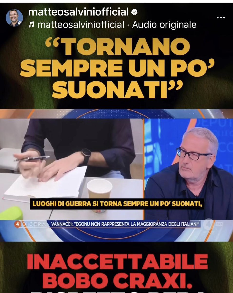 Il vice Presidente del consiglio dei Ministri ha aizzato contro di me una gogna telematica (shit storm) per aver a suo parere offeso l’intera Forza Armata.
Le cose stanno un po’ diversamente : A domanda sulle nuove intemperie di Vannacci contro la pallavolista italiana di colore