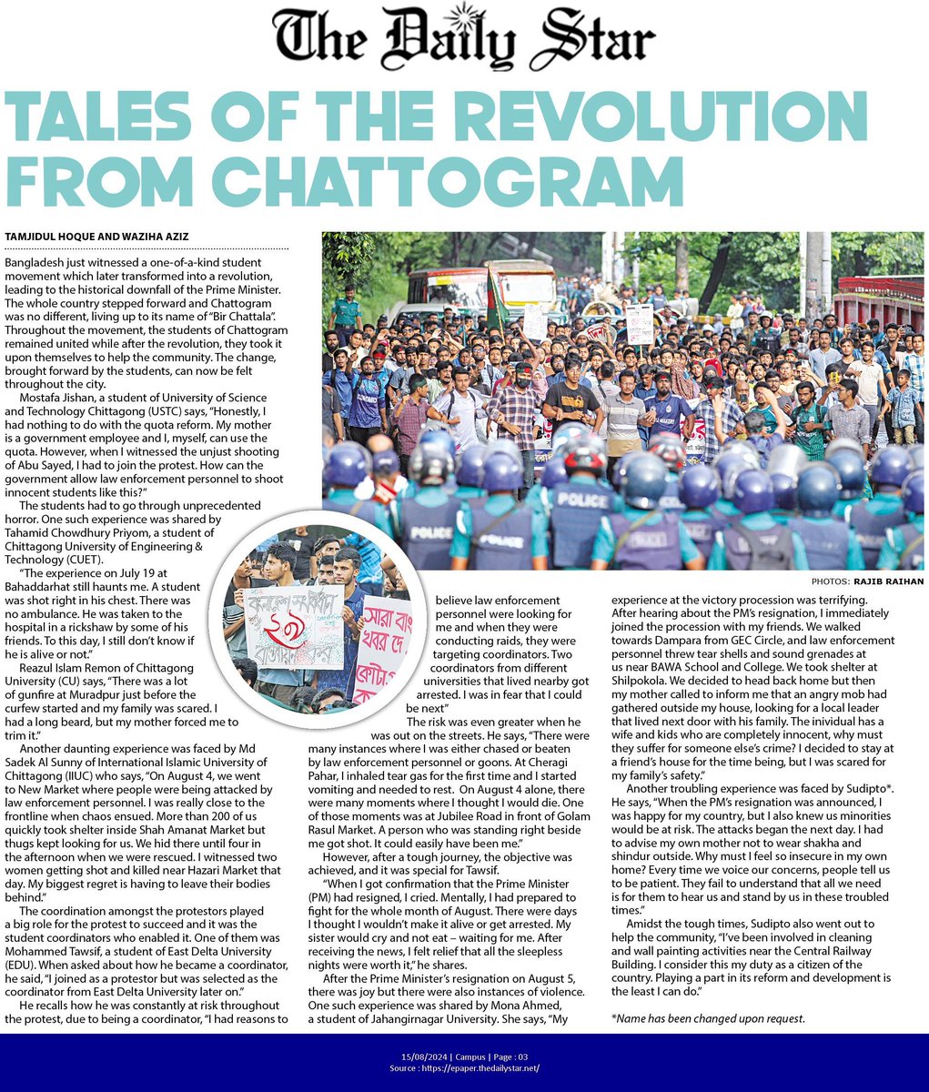 TamjidulH24v2's tweet photo. When I was sharing news on Twitter, I was also working on an article with @Waziha123 covering the Revolution in Chittagong.

Read the incredible stories of the brave souls of my city during the revolution in my latest Article for the daily star 👇🏽

https://t.co/6ggwA5D5GF https://t.co/PhApGtZsM1