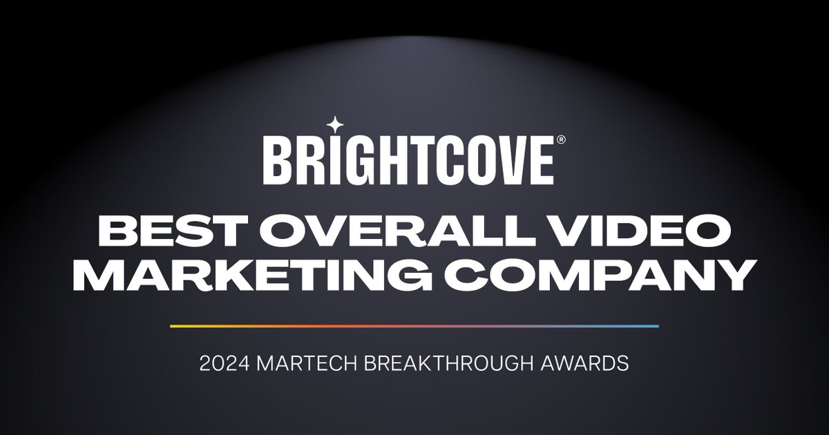🏆 Today, Brightcove was named the Best Overall Video Marketing Company in the 2024 <a href="/MarTech_Awards/">MarTech Breakthrough Awards</a>. This award is a testament to our commitment to creating solutions for marketers to engage their audience, increase revenue, &amp; grow their brands. Read more: bit.ly/4dlyHcU