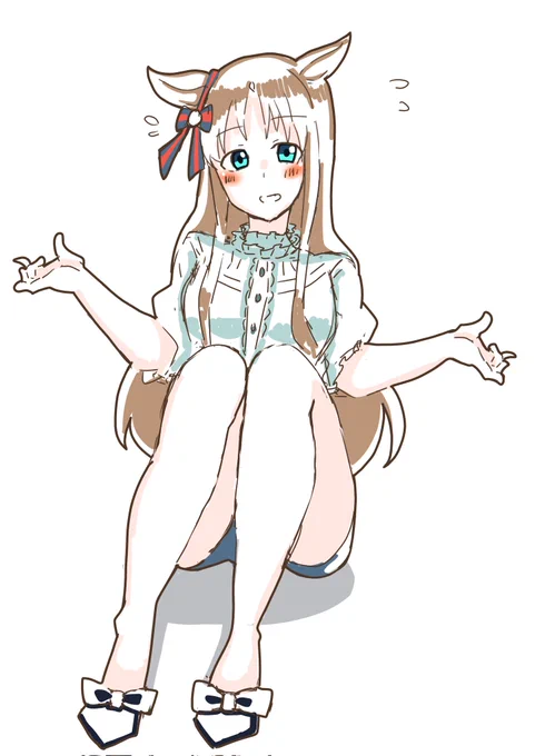 私服グラスちゃんの脚がとても良いよねっていう落描き。#ウマ娘#グラスワンダー 