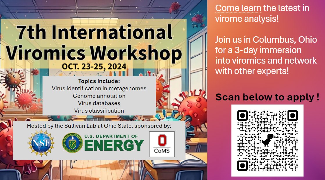 🌟 Elevate your research and network with pioneers in virology at the 7th International Viromics Workshop. Application deadline is Sept. 1. Don’t wait, apply today! ➡️ go.osu.edu/7th_viromics_w… #Viromics2024 #OhioStateResearch