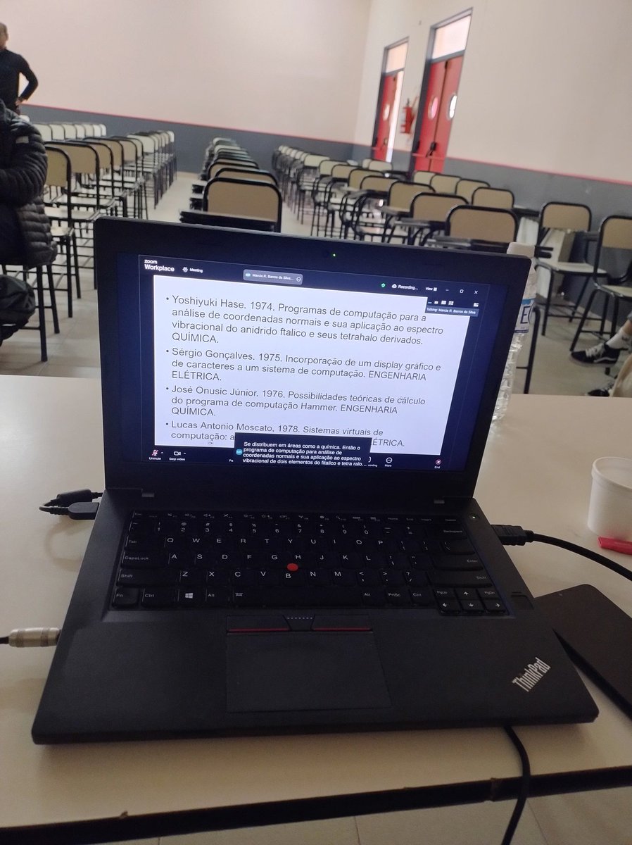nwolovick's tweet photo. La @Lenovo ThinkPad T470p tirando magia como computadora de videoconferencia en #SAHTI #SHIALC @jaiio_oficial https://t.co/FEUKUE10Ew