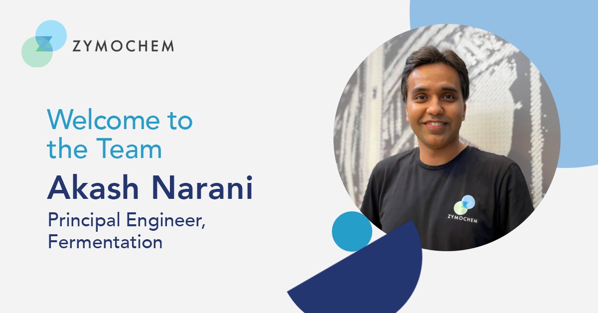 <a href="/ZymoChem/">ZymoChem</a> continues to attract top engineering talent.  

Today we highlight Akash Narani, who is guiding our fermentation manufacturing to the tens of thousands of liters scale.  

Interested in delivering low carbon polymers to the masses?  Learn more at zymochem.com/careers