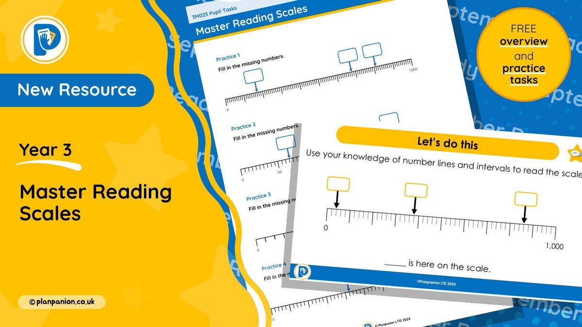 planpanion's tweet photo. Download our FREE overview and practice tasks for Year 3 Reading Scales! 🥳 

Subscribers, you also have EXCLUSIVE access to our reasoning tasks, answers and teaching slides for this step 😁 

Visit https://t.co/ZlvtJA17Xu today to check out our BRAND NEW maths scheme! https://t.co/cRj7K8IJpY