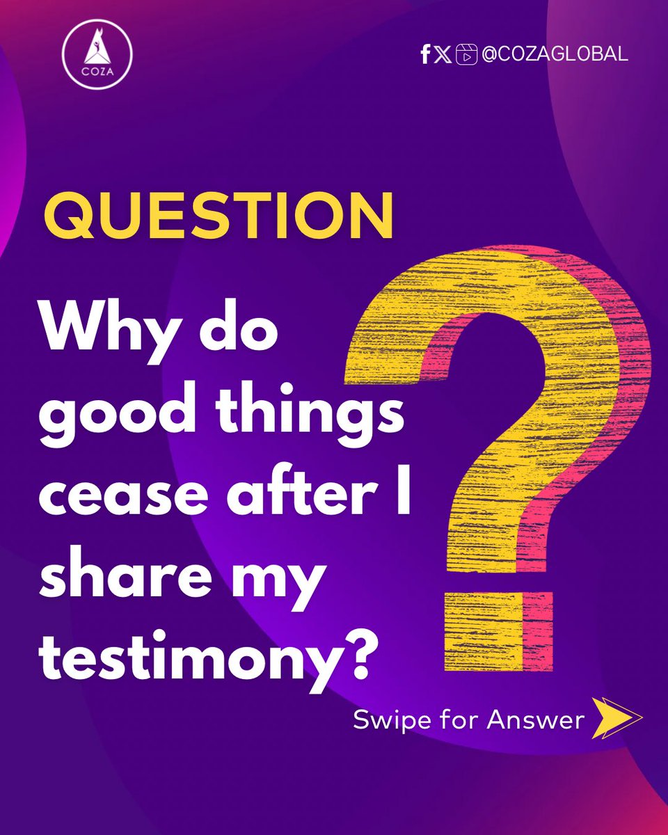 cozaglobal's tweet photo. Have you heard people say “I don’t share testimonies anymore because when I do, things stop working for me”? Well, Swipe left for the answer 👉👉👉👉

#thoughtfulthursday #pbspeaks #kingdomexploits #biodunfatoyonbo #cozaglobal https://t.co/yRgJKG04B2