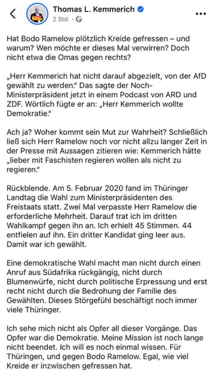Martin Debes (@martin_debes) on Twitter photo Lieber Herr <a href="/KemmerichThL/">Thomas L. Kemmerich</a>, weil Sie sich offenbar so schlecht erinnern: Sie kündigten am 6. Februar 2020 Ihren Rücktritt an, weil Ihnen <a href="/c_lindner/">Christian Lindner</a> persönlich in Erfurt erklärt hatte, dass er sonst zurücktreten werde. Einen Anruf aus Südafrika gab es nicht, nur eine dortige Lieber Herr <a href="/KemmerichThL/">Thomas L. Kemmerich</a>, weil Sie sich offenbar so schlecht erinnern: Sie kündigten am 6. Februar 2020 Ihren Rücktritt an, weil Ihnen <a href="/c_lindner/">Christian Lindner</a> persönlich in Erfurt erklärt hatte, dass er sonst zurücktreten werde. Einen Anruf aus Südafrika gab es nicht, nur eine dortige