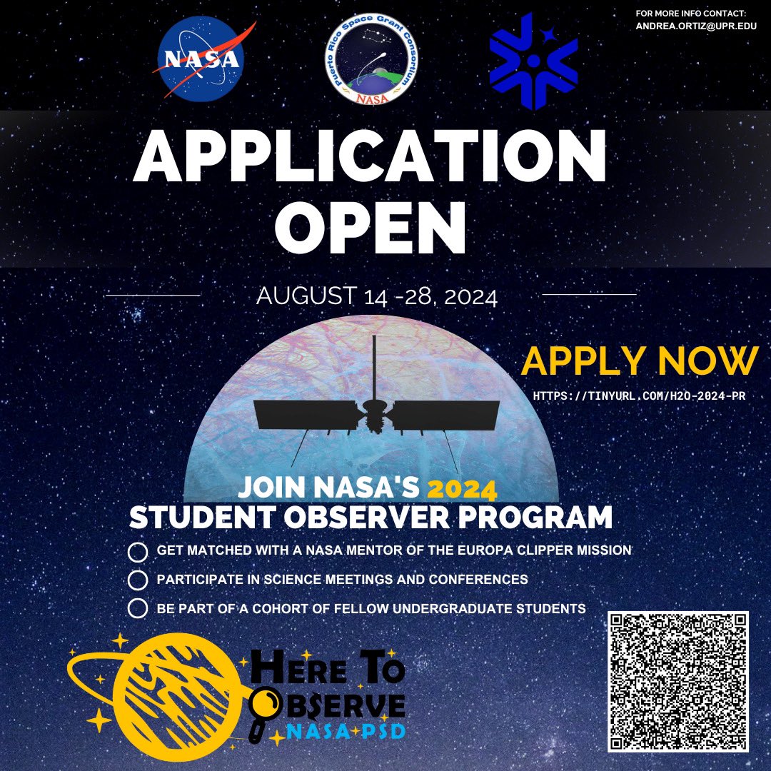 Looking for undergraduate students from any faculty or major that are interested in Planetary Science!
Join our Here to Observe program to get up close and personal with a NASA Planetary Science Division mission!

Link:
prsgc.submittable.com/submit/303380/…
