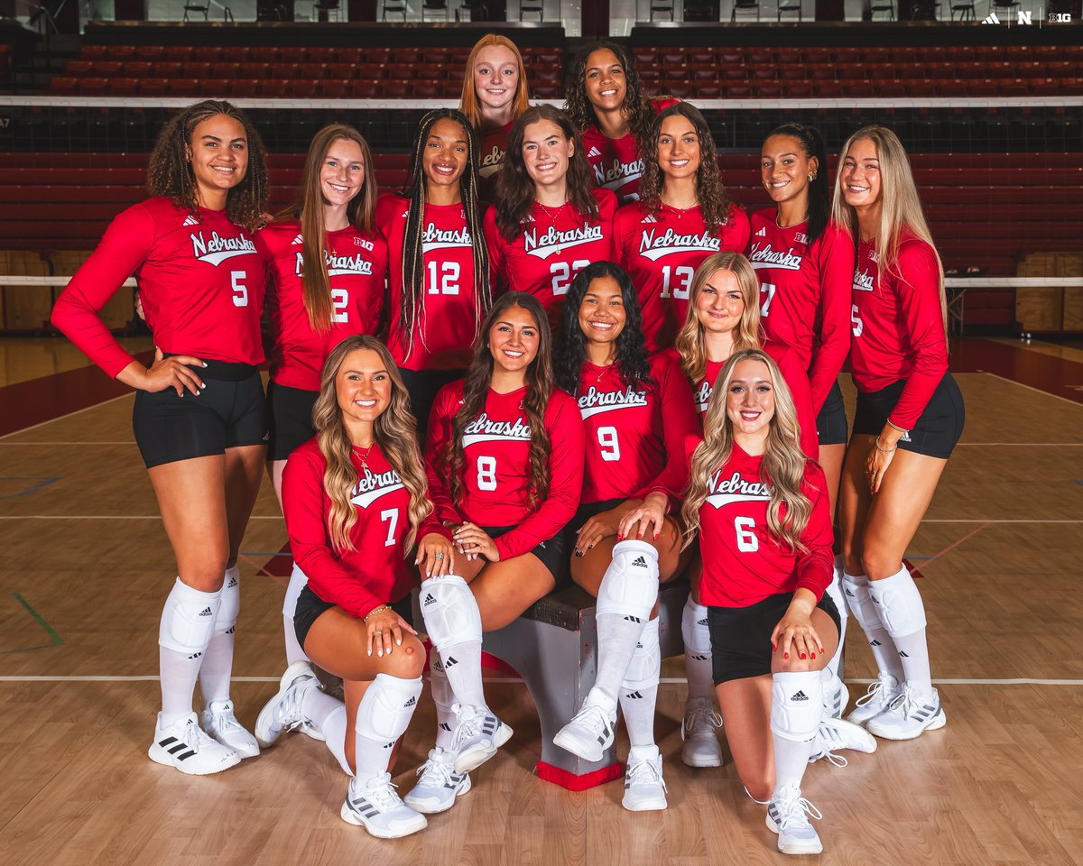 HuskerVB's tweet photo. introducing our very cutesy, very demure '24 team ✨💌 https://t.co/1G6qF2ynDM