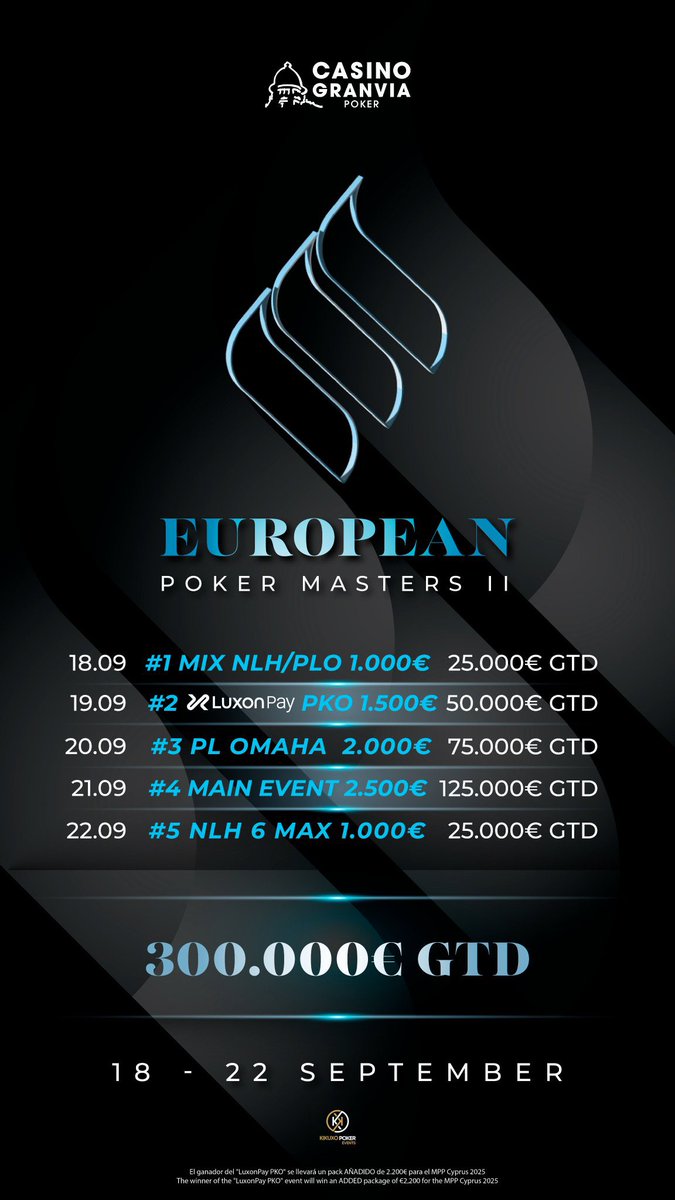 Happy to join the team! 

Who I will see in <a href="/CasinoGranVia/">Casino Gran Vía  ♣♦♥♠</a> for the <a href="/EUPokerMasters/">European Poker Masters</a>?

Don't miss it, save the dates!