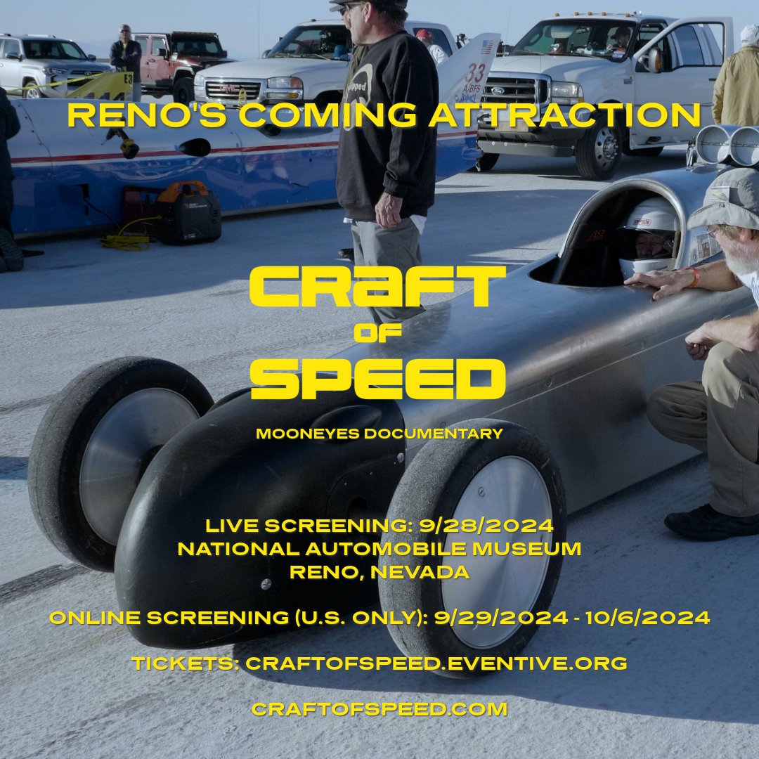humanistfilms's tweet photo. #CRAFTOFSPEED #MOONEYESDOCUMENTARY SPECIAL SCREENING

Live Screening
9/28/2024
12-1:30 pm Visit Museum
1:30-3:30 pm Screening
3:30-4 pm Q&amp;A
National Automobile Museum
Reno, NV

Virtual Screening
9/29/2024-10/6/2024
US Only

Tickets: https://t.co/d25EqevrMs

@MoonEquip
@MOONEYESJP https://t.co/plBWY8moDw