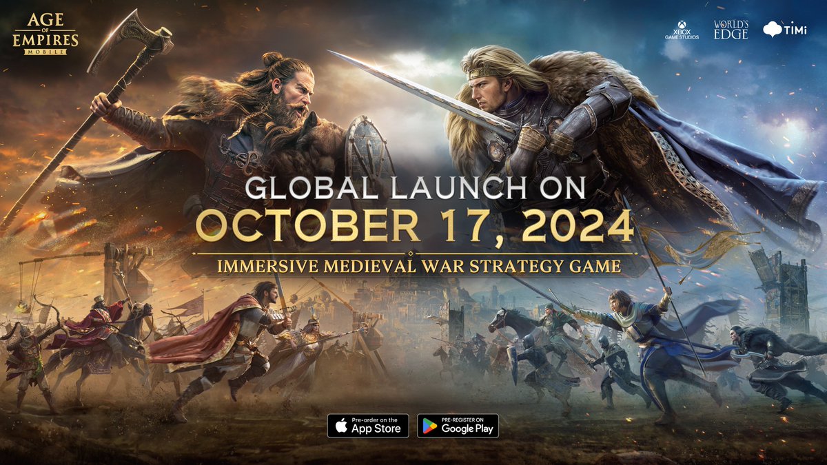 timistudios's tweet photo. Age of Empires Mobile will be making its grand debut at Gamescom 2024 in Cologne, Germany! 🎮 ✨

Join us at the event for exclusive activities and awesome swag! 🛡️🎁

Join us at Gamescom—see you in Cologne!

#TiMiStudioGroup #AgeOfEmpiresMobile #Gamescom2024 https://t.co/rjsQYLWVP1