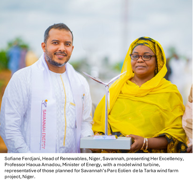 Savannah_Energy's tweet photo. We were delighted to welcome Niger’s Minister of Energy, Her Excellency Professor Haoua Amadou, to Savannah’s Parc Eolien de la Tarka wind farm project, where we provided the Minister, local officials, and community representatives with a presentation on the project and a tour of the proposed wind farm site. 

Located in the Tahoua Region of southern Niger, Parc Eolien de la Tarka will be the country’s first wind farm and is anticipated to be the largest in West Africa, with a total power generation capacity of up to 250 MW. 

During the Minister’s visit, we detailed our plans for the project and outlined its transformative potential for Niger and its people. It is expected to produce up to 800 GWh of electricity per year, representing approximately 22% of Niger’s annual electricity demand, based on the country’s projected energy demand in 2026, which is expected to grow significantly between today and 2026. 

The construction phase is expected to create over 500 jobs, while it has the potential to reduce the cost of electricity for Nigeriens and avoid an estimated 450,000 tonnes of CO2 emissions annually. Project sanction is expected in 2025 and first power is targeted in 2027.