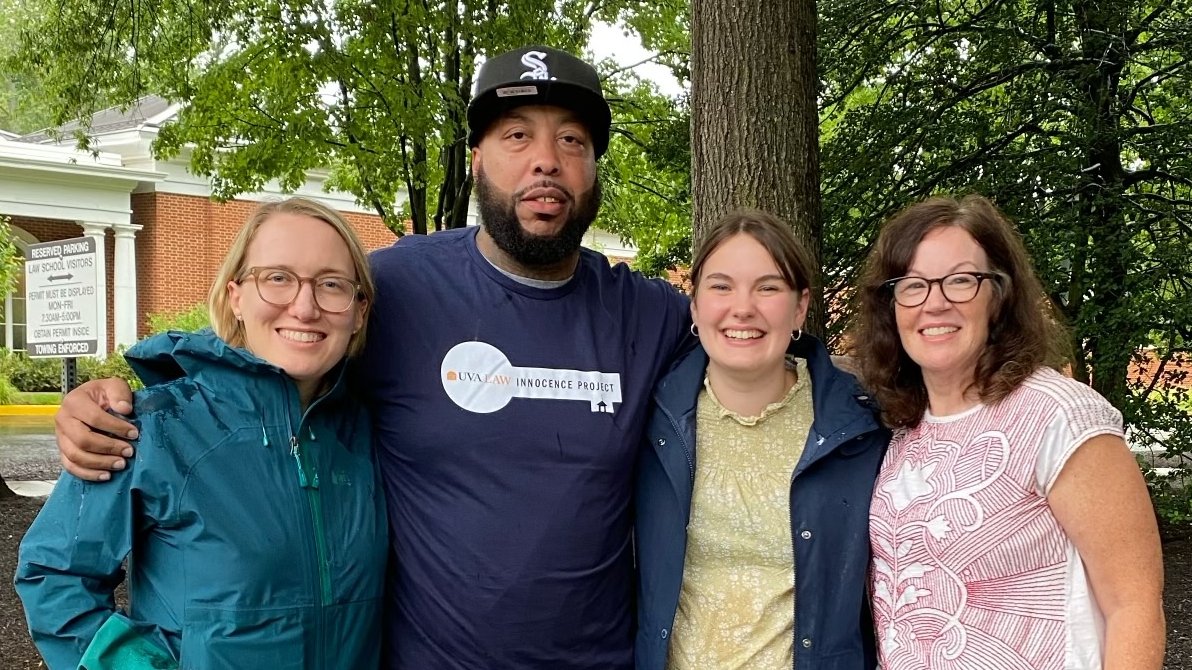 Last week, our client Jemarr Jordan was released from prison after having served over 20 years for a crime he did not commit.  He is pictured here with our Directors and former staff attorney, who as a student first spearheaded his case.

Welcome home, Jemarr!