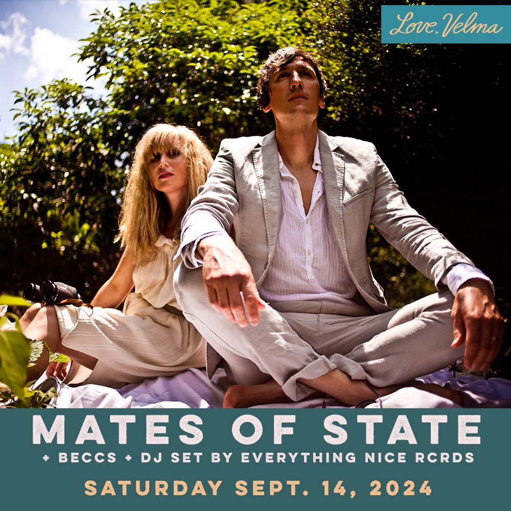 We're excited to announce this unique Mates of State show up in the Catskills on 9.14.24 at @lovevelma_ !
Sign-up to join Love, Velma to buy a ticket.
lovevelma.com/apply
Buy tickets here, eventbrite.com/e/love-velma-p… and use this promo code: MATESFOREVER
It's quite simple.