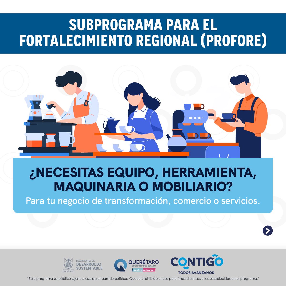 SEDESUQro's tweet photo. #ConvocatoriaAbierta
Te invitamos a realizar tu registro para recibir apoyo del programa #PROFORE. Podemos impulsar tu negocio con equipamiento. Realiza tu registro aquí: https://t.co/w9opMNCXpx #CONTIGO https://t.co/H9IkVZXzps