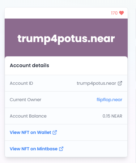 HaNgoc391's tweet photo. Another cool thing you can do with NEAR accounts as NFTs - check this out.  Live @NameSkyApp, project from LNC Barrel @LearnNear https://t.co/mbr67ll47M