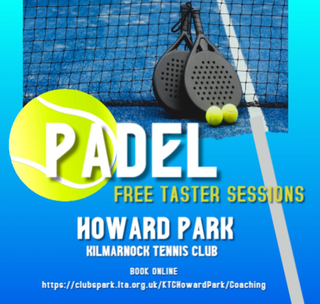 KilmarnockTennisClub (@kilmarnock_tc) on Twitter photo Interested in playing padel? Come along to one of our free sessions at the Howard Park <a href="/Kilmarnock_TC/">KilmarnockTennisClub</a> and learn the basics of the game. Book online using the link below. clubspark.lta.org.uk/KTCHowardPark/… Interested in playing padel? Come along to one of our free sessions at the Howard Park <a href="/Kilmarnock_TC/">KilmarnockTennisClub</a> and learn the basics of the game. Book online using the link below. clubspark.lta.org.uk/KTCHowardPark/…