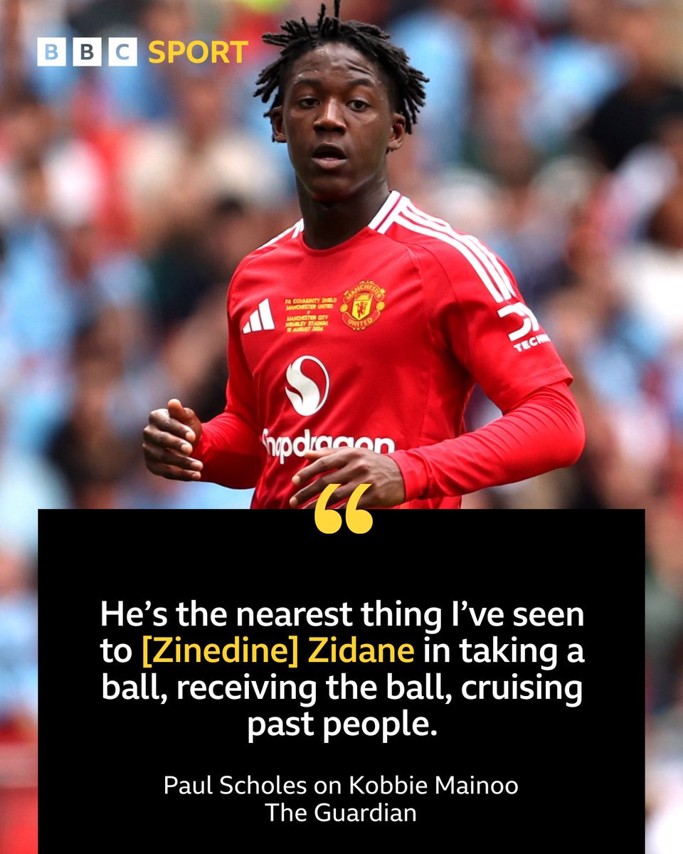 Paul Scholes speaks on Kobbie Mainoo's abilities, stating, "He's the nearest thing I've seen to {Zinedine] Zidane in taking a ball, receiving the ball, cruising past people."