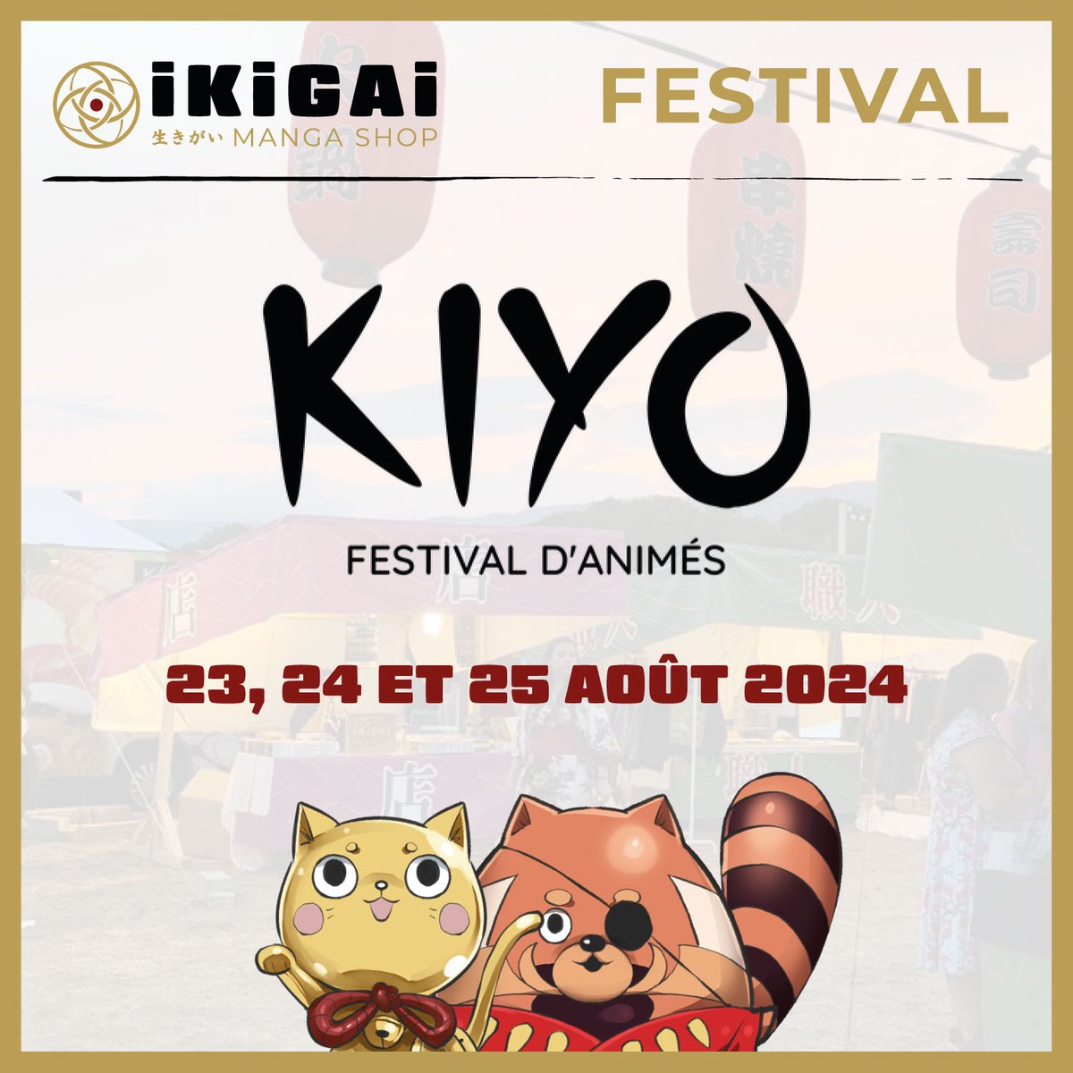 Vous nous avez réservé un magnifique accueil en 2023, nous avons l'immense de plaisir de revenir au Kiyo Festival cette année avec encore plus de belles choses à vous proposer ! 

Rendez-vous du vendredi 23 au dimanche 25 août 2024 dans ce festival en plein air !