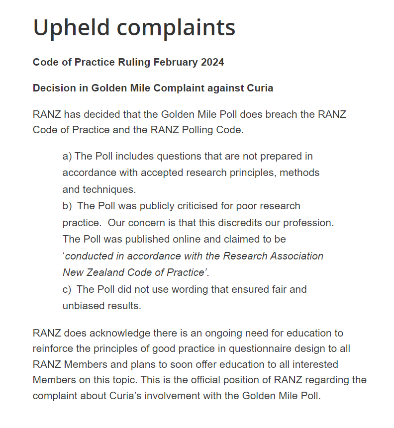 MsWonderOutLoud's tweet photo. The media will be all over Curia breaching the RANZ Code of Practices, right? Especially since they've been so generous in supporting the Taxpayersโ Union push-poll strategies by giving their polls mo9re than generous airtime. #MediaBias #PushPolling https://t.co/YCN2WQTCM2