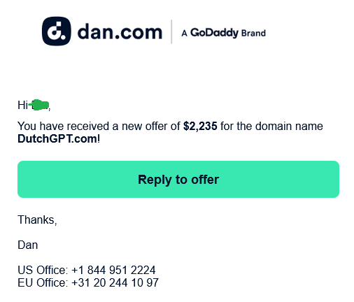 NameXnet's tweet photo. I got offer for https://t.co/d4imNlV3M7 Today
What should I reply!!
Any Suggestion Please.
#dutch #GPT
#DutchGP #DutchGPT #AI
#DomainForSale
#GPT4O https://t.co/331Q6y8GY0