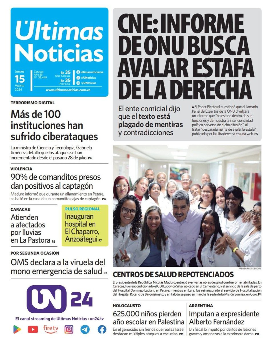 Elias_Cabeza's tweet photo. Portada de Últimas Noticias https://t.co/tcNuI3PLuI