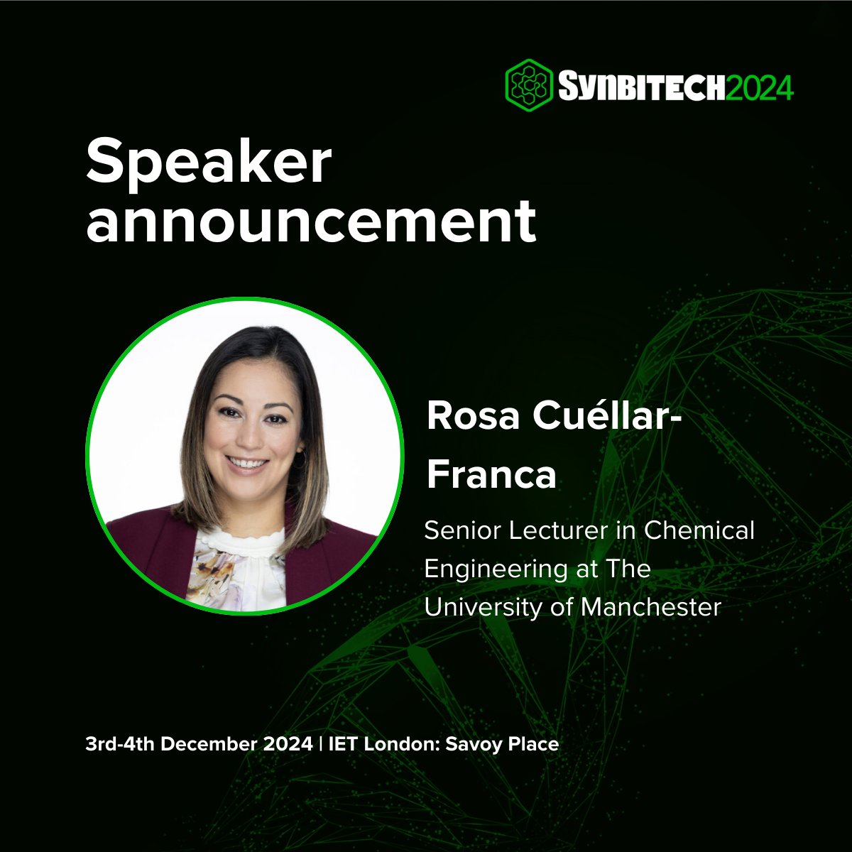 SynbiCITE's tweet image. We're pleased to announce that Rosa Cuéllar-Franca will be speaking at SynbiTECH 2024! Dr Rosa is an expert in life cycle assessment (LCA), carbon footprinting, and life cycle costing
Secure your ticket now and view the programme: synbitech.com/book-tickets