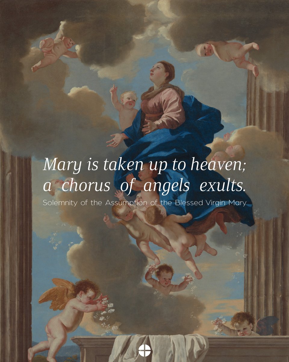 USCCB's tweet photo. "The Most Blessed Virgin Mary, when the course of her earthly life was completed, was taken up body and soul into the glory of heaven, where she already shares in the glory of her Son’s Resurrection, anticipating the resurrection of all members of his Body." (CCC, 974.) https://t.co/RQU3ewVOrv