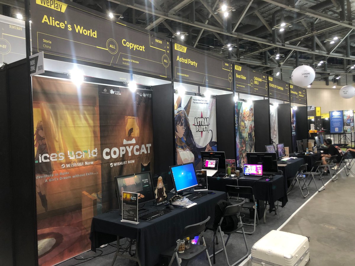 NeverLand_Entmt's tweet photo. We bring our game to #BIC2024! Welcome to visit our booth!
#KAKU #Alicesworld #Copycat #AstralParty #BeatRider #ShatteredNinja #CaravanGirls #EchoesofYiSamsara #WePlay https://t.co/pPULjjvtoW
