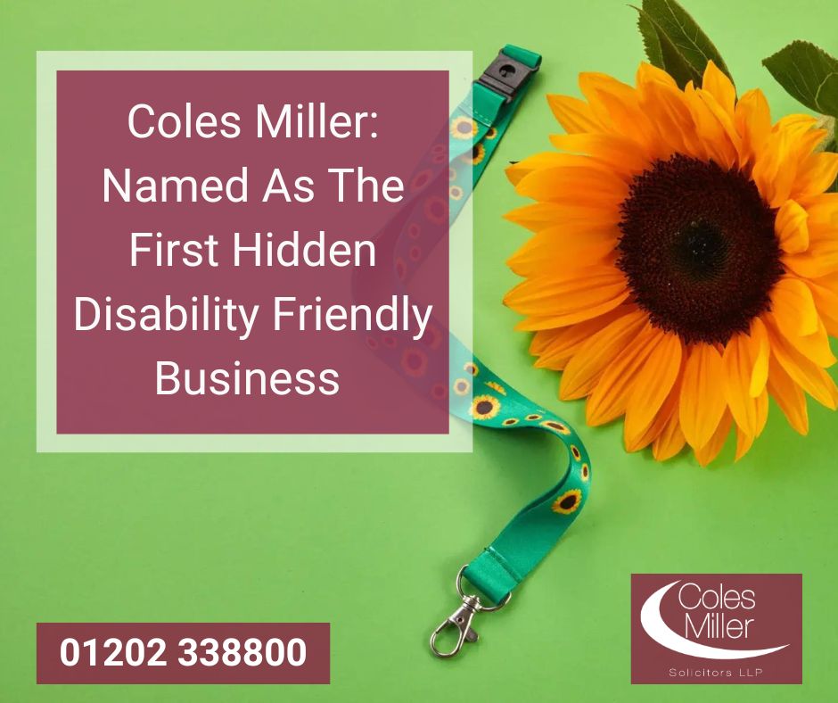 ColesMillerLLP's tweet photo. We're proud to have been recognised as the first Hidden Disability Friendly business by @GCCcharity🌻

It means people with hidden disabilities can be sure that Coles Miller staff will have a greater understanding of their needs.

Read more: https://t.co/gTlDT3iVdG  #News #Dorset https://t.co/v1ii9hzk2U