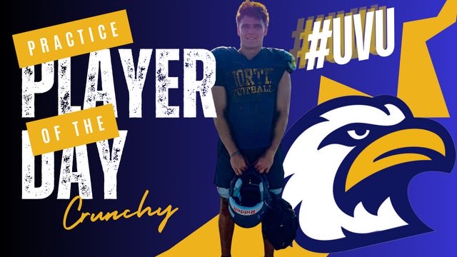 Wednesday’s practice player of the day!  This guy brings it every single day, in everything that he does!  Huge senior year coming from him.  War 🦅 #UvU