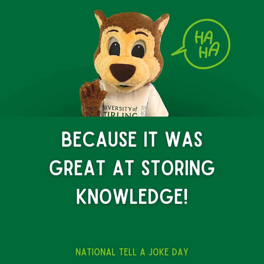 StirAlumni's tweet photo. Happy #NationalTellAJokeDay! 💚 🤣

#StirAlumni #UofStirling #Joke https://t.co/ctZsxjOrdM