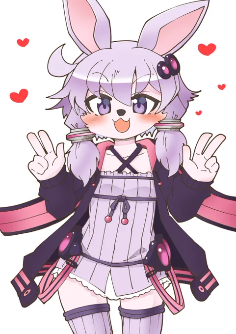 ウサ顔ダブルピース 