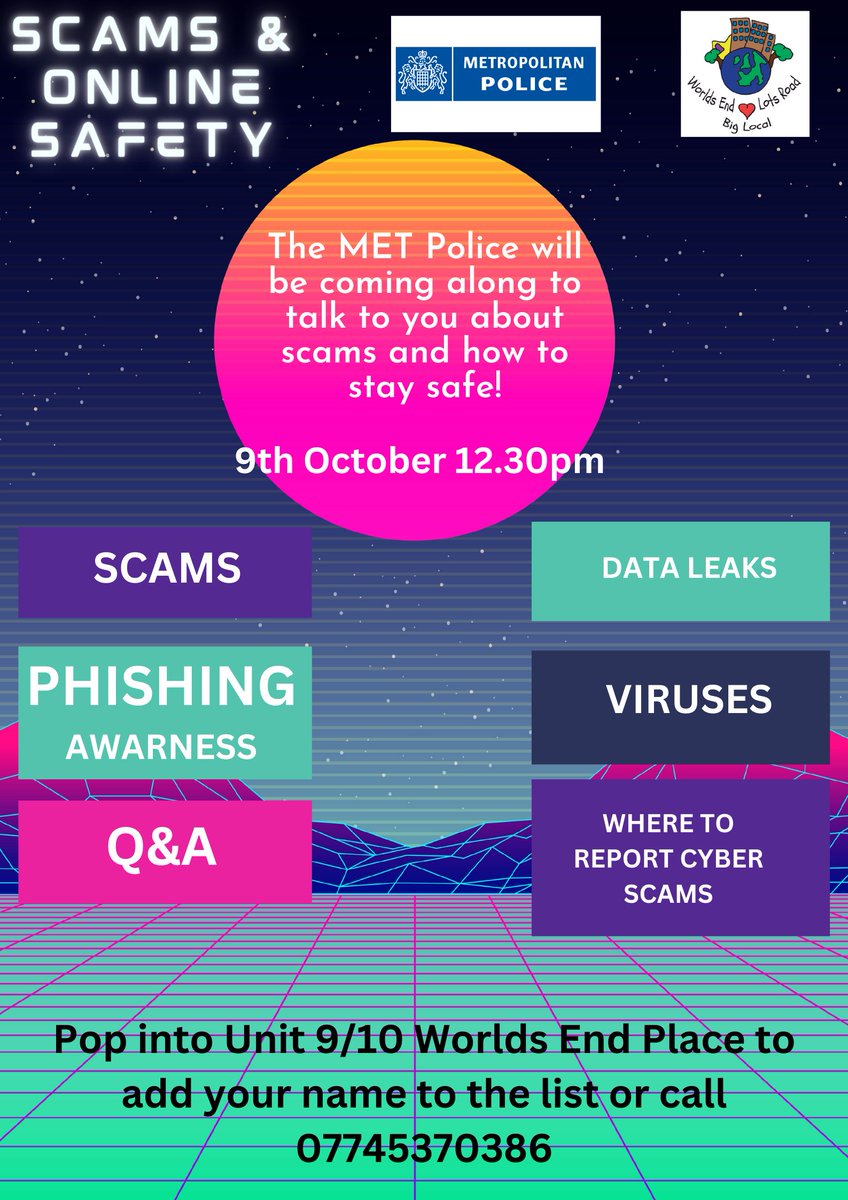 Come along to this informative session delivered by the Met Police.