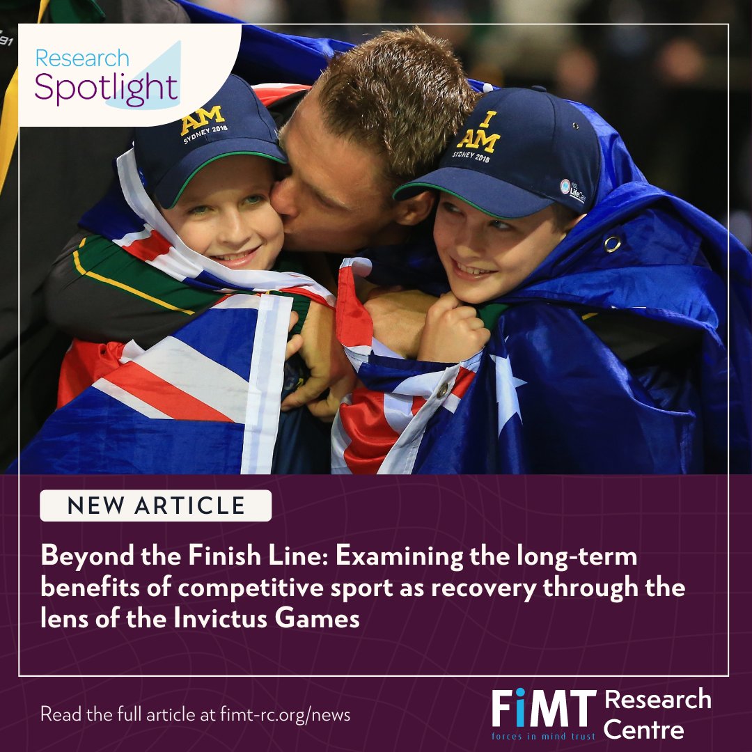 The Forces in Mind Trust Research Centre (@fimt_rc) on Twitter photo The Beyond the Finish Line project led by <a href="/CHShirazi/">Celina Shirazipour, PhD</a> explored competitive sport as recovery through the lens of the #InvictusGames, highlighting the value and benefits of competitive adapted sport. Read more about the project in our new research spotlight.fimt-rc.org/news/20240813-… The Beyond the Finish Line project led by <a href="/CHShirazi/">Celina Shirazipour, PhD</a> explored competitive sport as recovery through the lens of the #InvictusGames, highlighting the value and benefits of competitive adapted sport. Read more about the project in our new research spotlight.fimt-rc.org/news/20240813-…