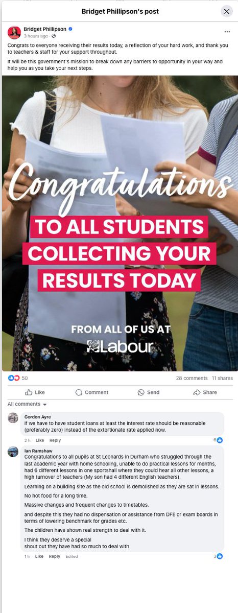 RobWhiteside's tweet photo. Hi @bphillipsonMP , why are so many legitimate comments on your Facebook page being deleted.  Below only 2 of 28 comments are visible.  Is this the state of democracy today? @EducationNotTax @DailyMailUK @EducationNotTax 
@MalgosiaRigoli  @thetimes  @EducationGovtNZ https://t.co/MDeemRJahl