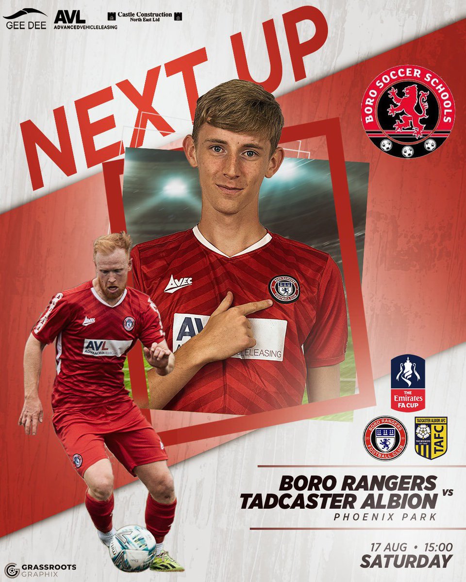 Next up ➡️

We welcome <a href="/TadcasterAlbion/">Tadcaster Albion</a> to Phoenix Park on Saturday in the <a href="/EmiratesFACup/">Emirates FA Cup</a> Preliminary Round sponsored by <a href="/bsoccerschools/">Boro Soccer Schools</a> 🫱🏻‍🫲🏼

With the Boro away in the early kick off, we’d love to see a packed house at Phoenix Park for this one!

🎟️ £7 | £5 | £3

#UTBR❤️⚽️
