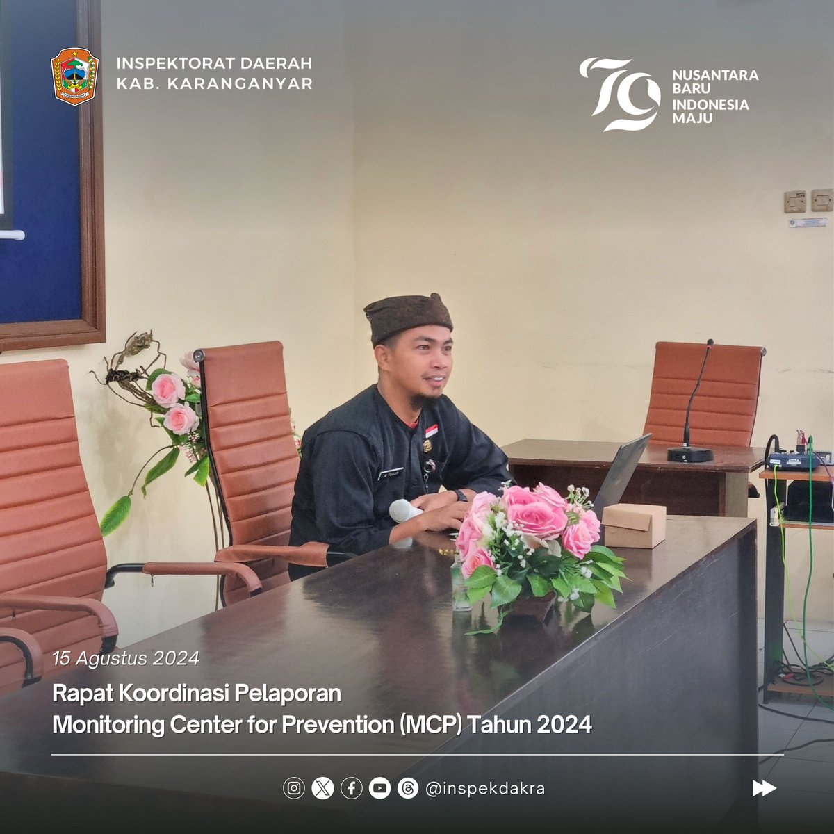 inspekdakra's tweet image. Kamis, 15 Agustus 2024, kami menyelenggarakan Rapat Koordinasi Pelaporan Monitoring Center for Prevention (MCP) di Inspektorat Daerah. MCP dari KPK RI ini membantu Pemda memantau kinerja dan mencegah korupsi. Bersama, kita perkuat integritas dan efisiensi layanan publik. #MCP2024
