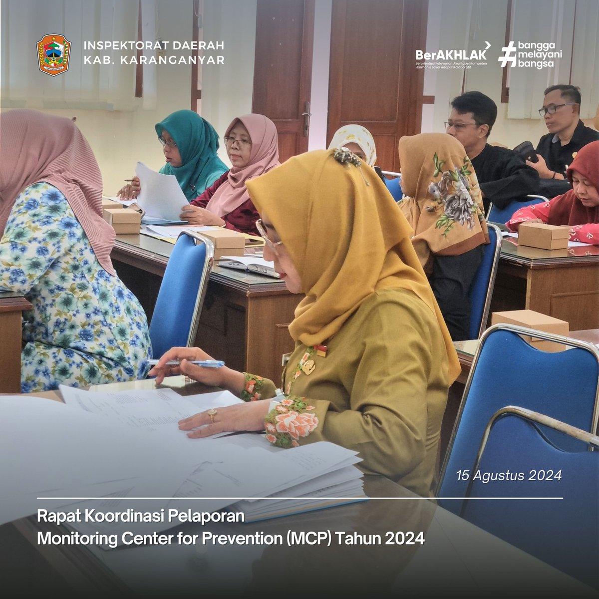 inspekdakra's tweet image. Kamis, 15 Agustus 2024, kami menyelenggarakan Rapat Koordinasi Pelaporan Monitoring Center for Prevention (MCP) di Inspektorat Daerah. MCP dari KPK RI ini membantu Pemda memantau kinerja dan mencegah korupsi. Bersama, kita perkuat integritas dan efisiensi layanan publik. #MCP2024