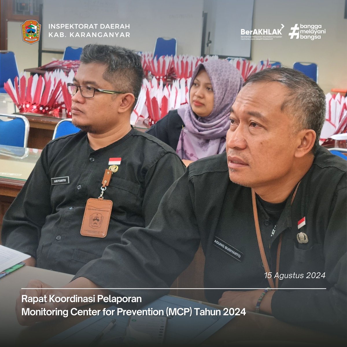 inspekdakra's tweet image. Kamis, 15 Agustus 2024, kami menyelenggarakan Rapat Koordinasi Pelaporan Monitoring Center for Prevention (MCP) di Inspektorat Daerah. MCP dari KPK RI ini membantu Pemda memantau kinerja dan mencegah korupsi. Bersama, kita perkuat integritas dan efisiensi layanan publik. #MCP2024