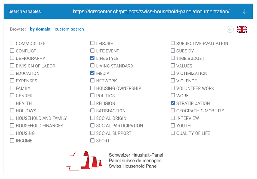 Excited to introduce our enhanced search tool! Explore the Swiss Household Panel  (SHP) questions with ease. Search by domain for relevant questions or customize searches by variable names, labels, or waves.
 forscenter.ch/projects/swiss…